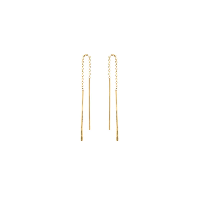 14k Hammered Short Wire Threader Earrings sold by Zoe Chicco