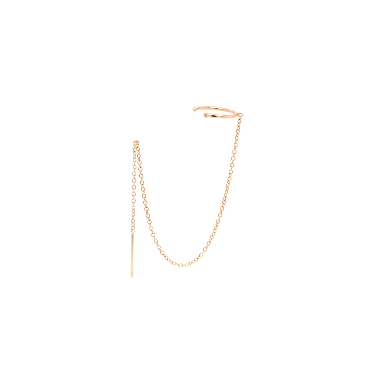 14k Gold Ear Cuff & Chain Threader sold by Zoe Chicco product image thumbnail 5
