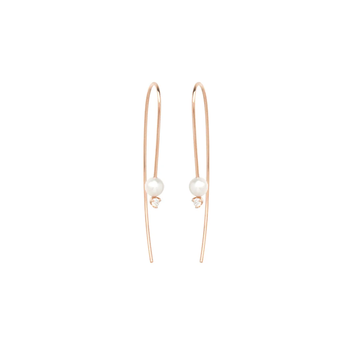 14k Pearl & Diamond Wire Earrings sold by Zoe Chicco product image thumbnail 3