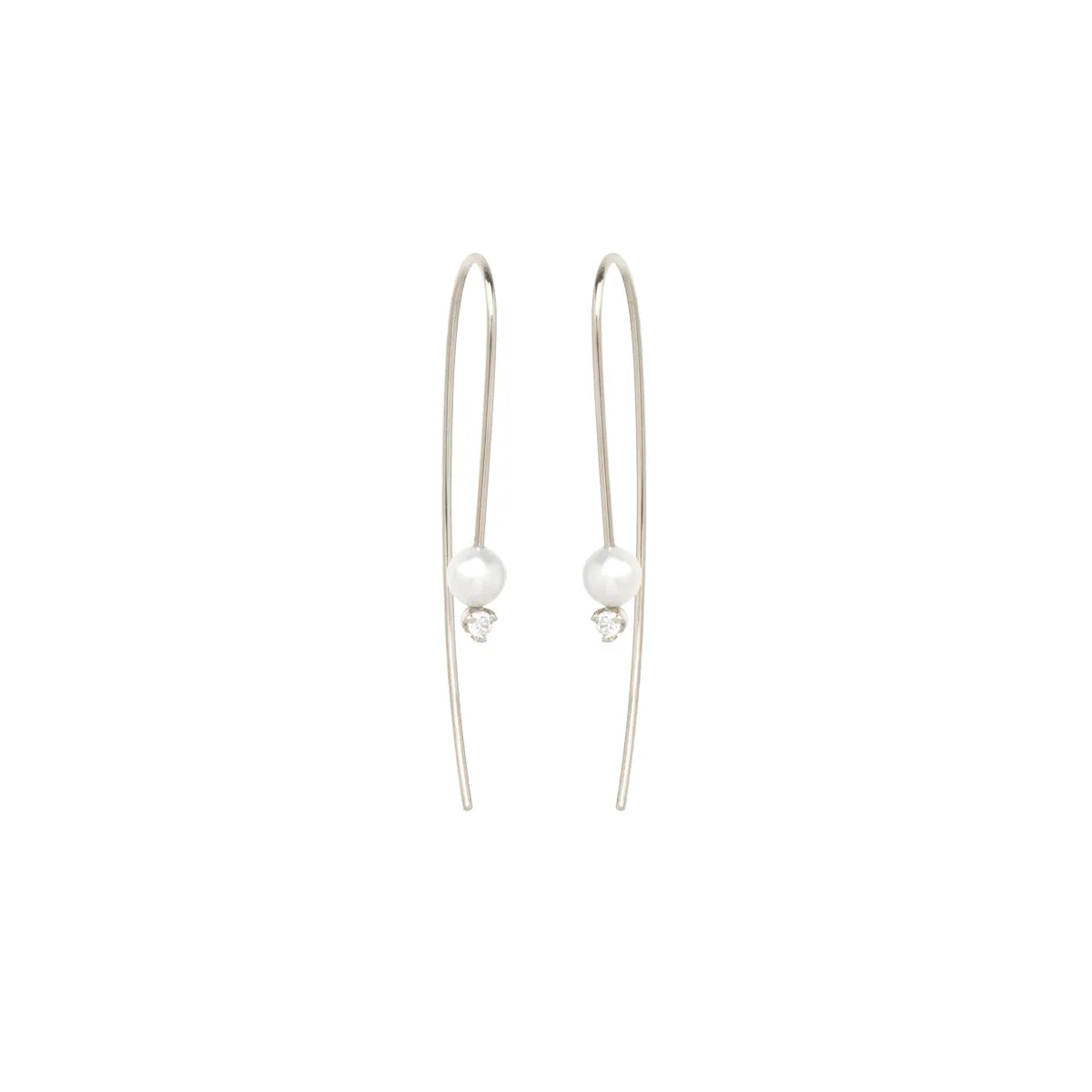 14k Pearl & Diamond Wire Earrings sold by Zoe Chicco product image thumbnail 5