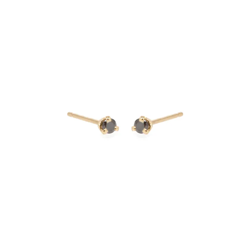 14k Black Diamond Prong Studs sold by Zoe Chicco