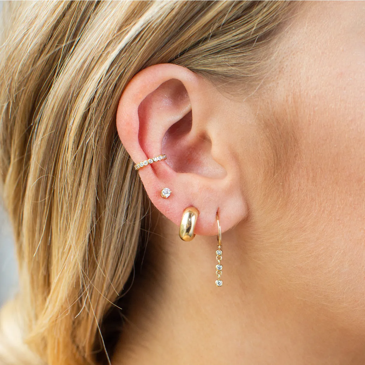 14k Gold Wide Chubby Huggie Hoops sold by Zoe Chicco product image thumbnail 5