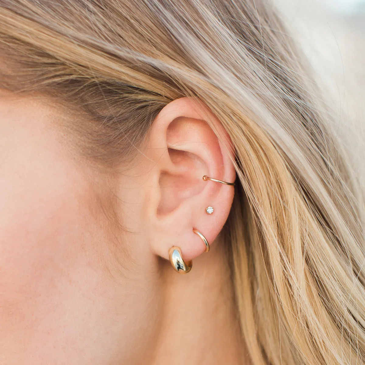 14k Gold Wide Chubby Huggie Hoops sold by Zoe Chicco product image thumbnail 2