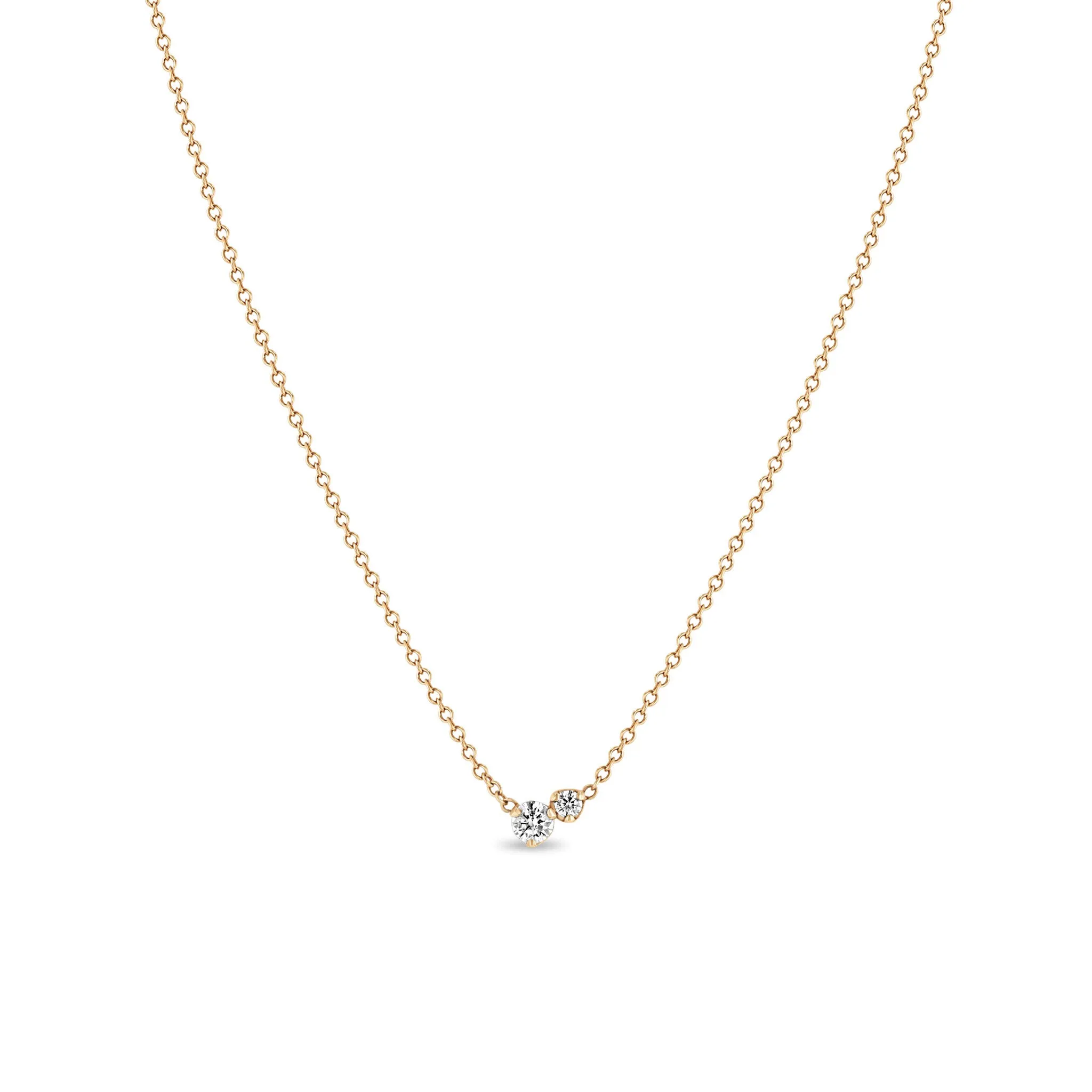 14k Large 2 Mixed Prong Diamond Necklace sold by Zoe Chicco product image thumbnail 4