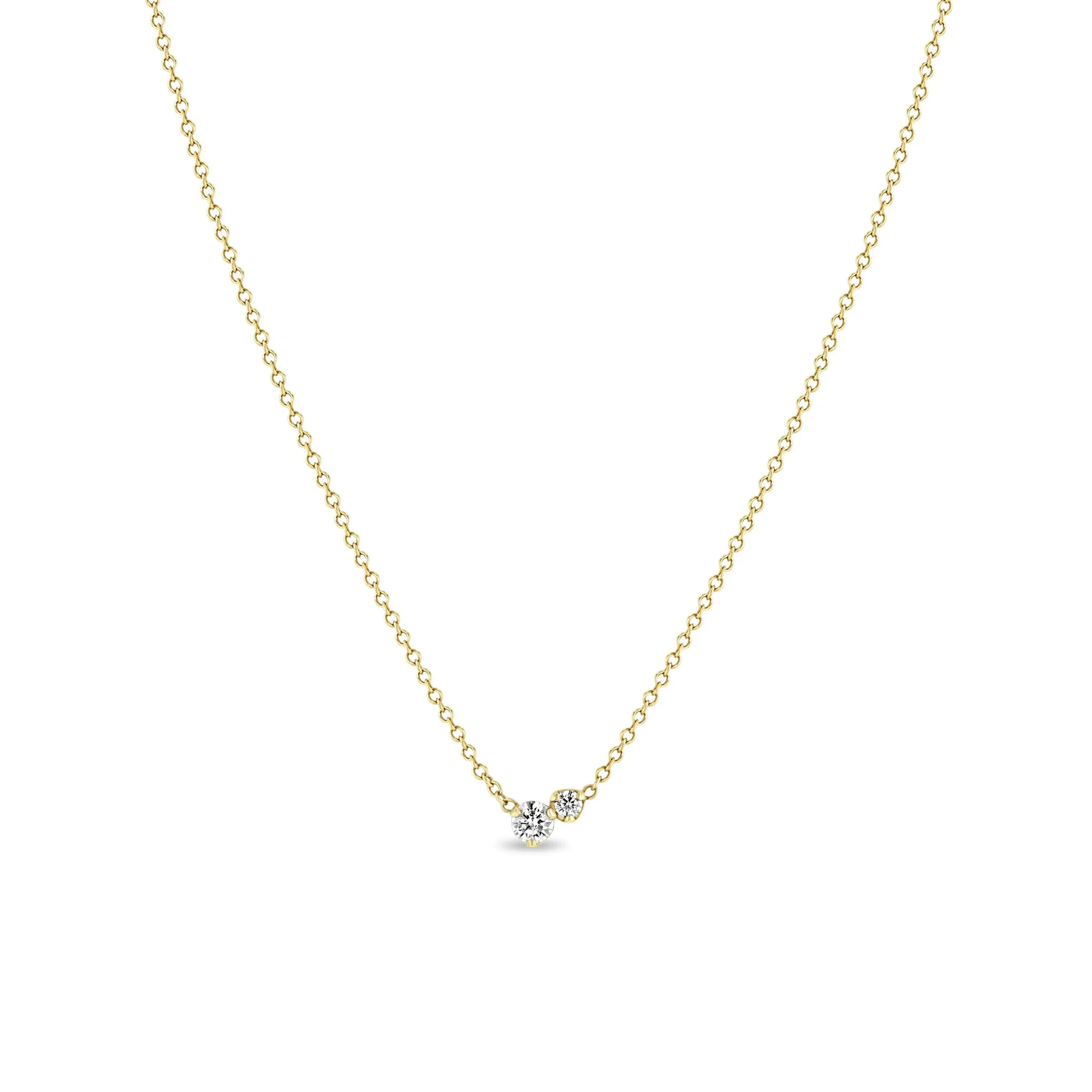 14k Large 2 Mixed Prong Diamond Necklace sold by Zoe Chicco
