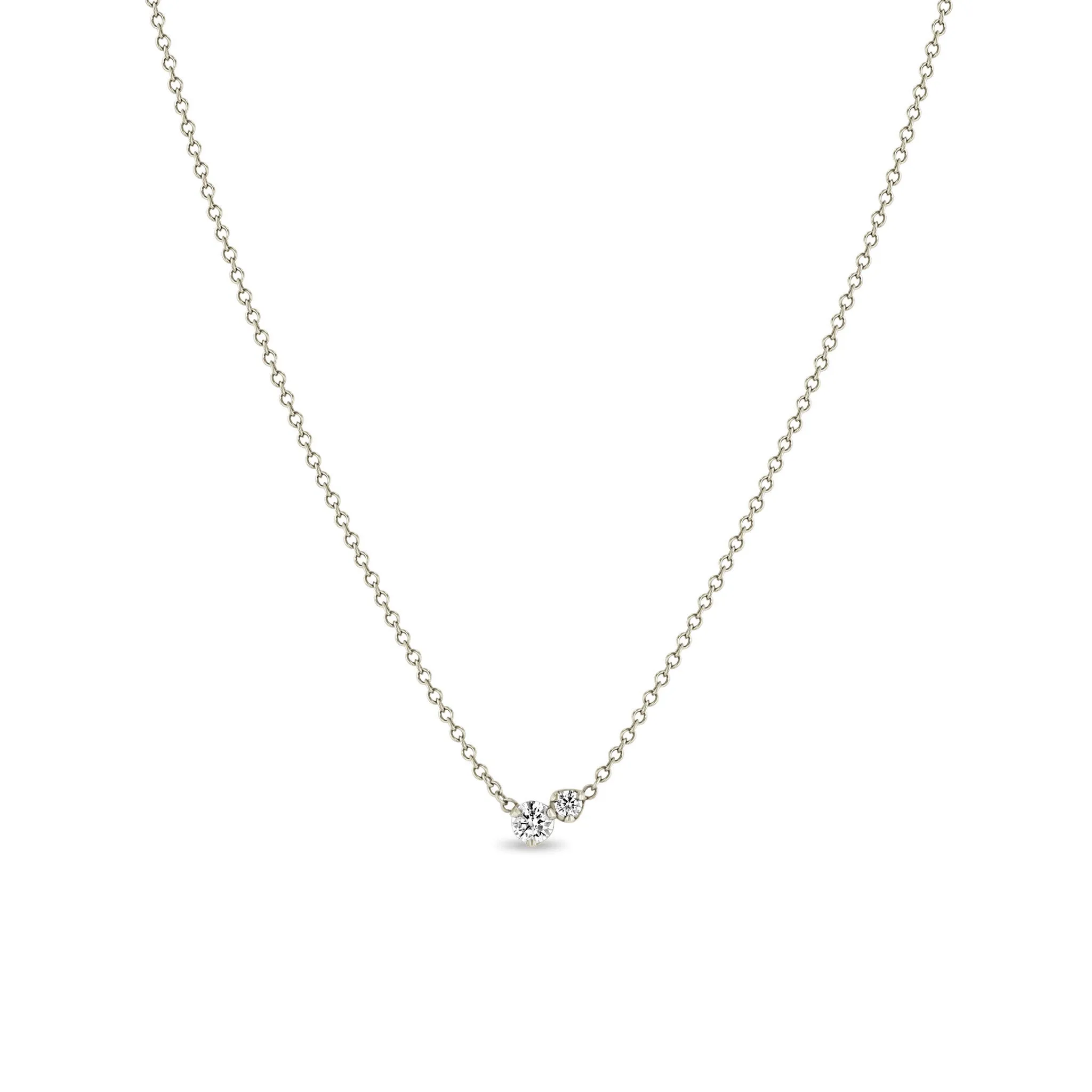14k Large 2 Mixed Prong Diamond Necklace sold by Zoe Chicco product image thumbnail 5