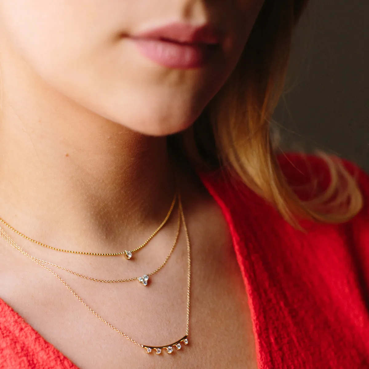 14k Large 3 Mixed Prong Diamond Necklace sold by Zoe Chicco product image thumbnail 3