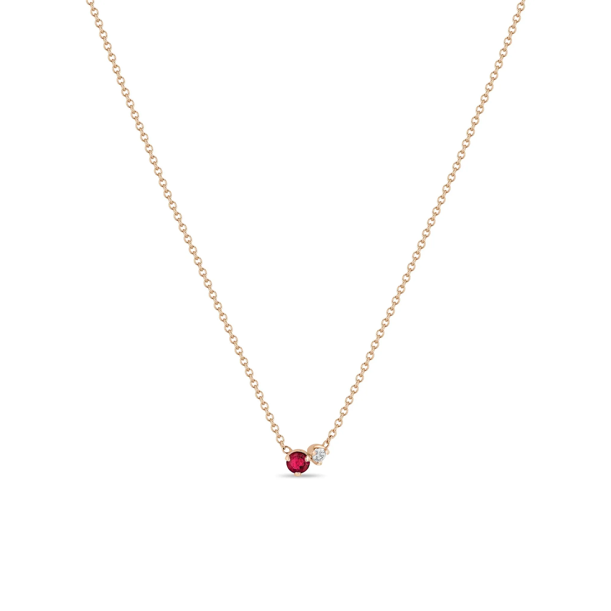 14k Prong Diamond & Ruby Necklace sold by Zoe Chicco product image thumbnail 3
