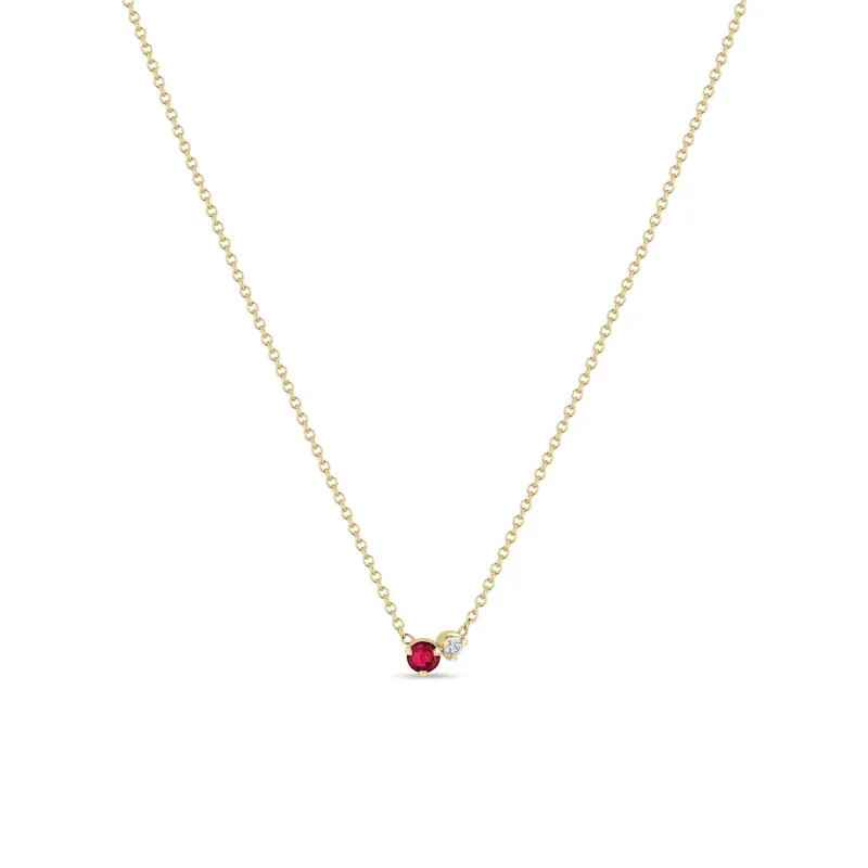 14k Prong Diamond & Ruby Necklace sold by Zoe Chicco