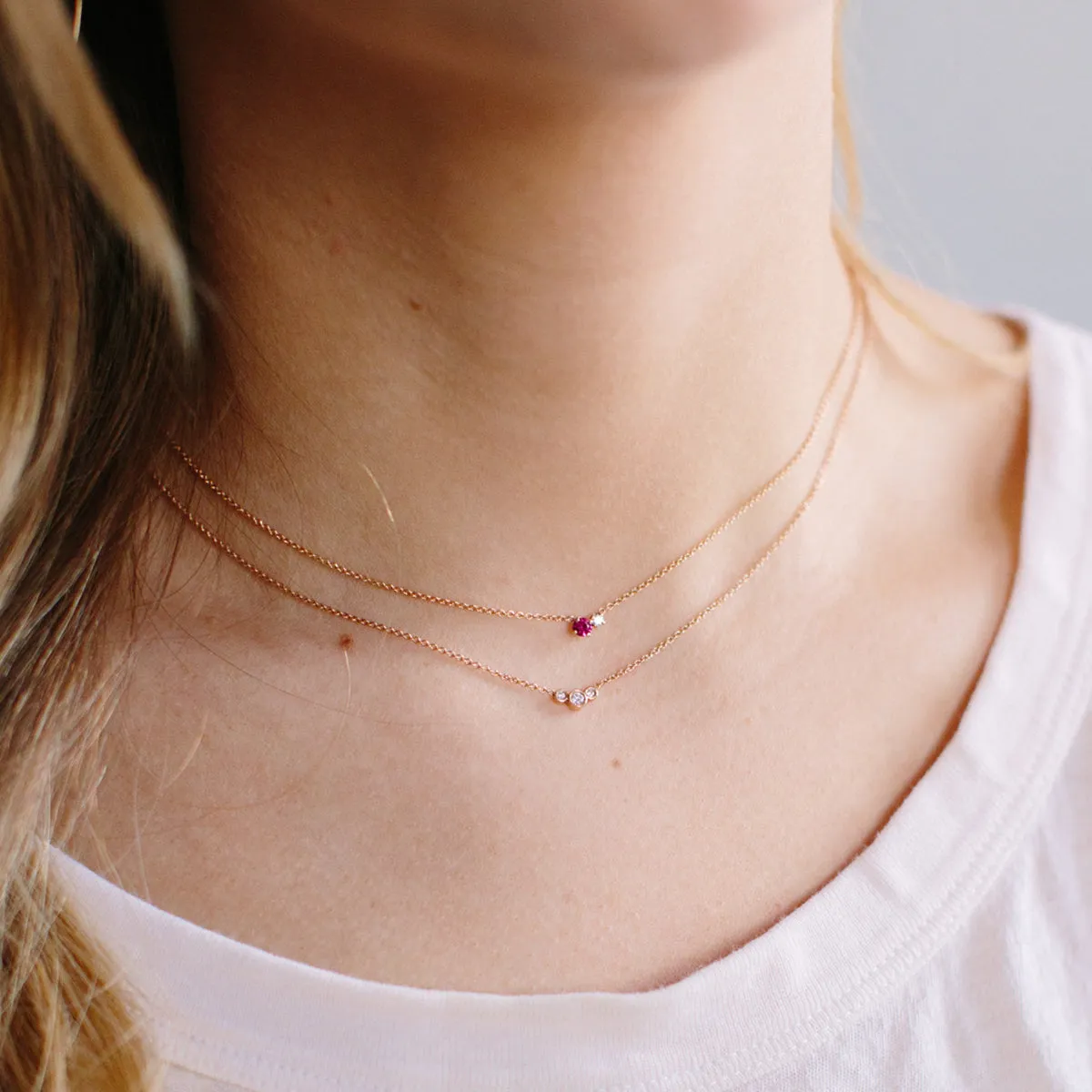 14k Prong Diamond & Ruby Necklace sold by Zoe Chicco product image thumbnail 2