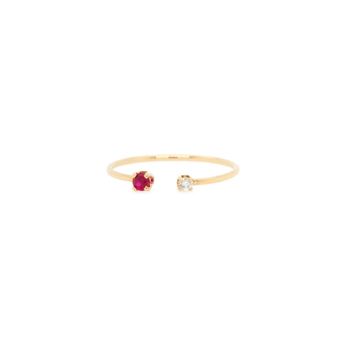14k Prong Diamond & Ruby Open Ring sold by Zoe Chicco