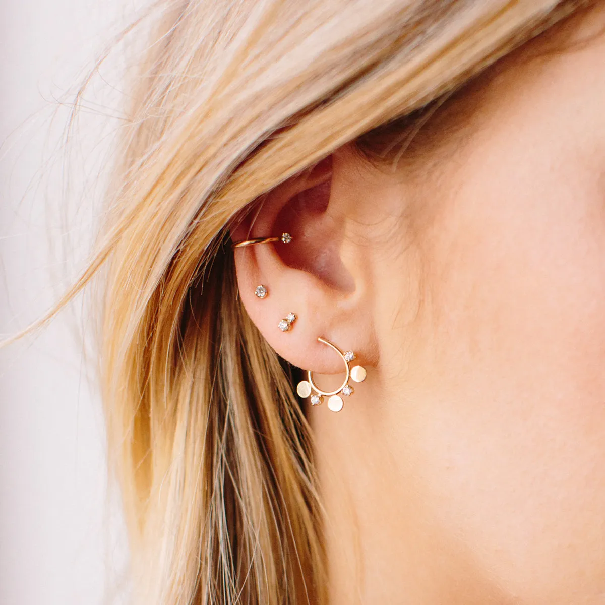 14k 2 Mixed Size Prong Diamond Studs sold by Zoe Chicco product image thumbnail 4