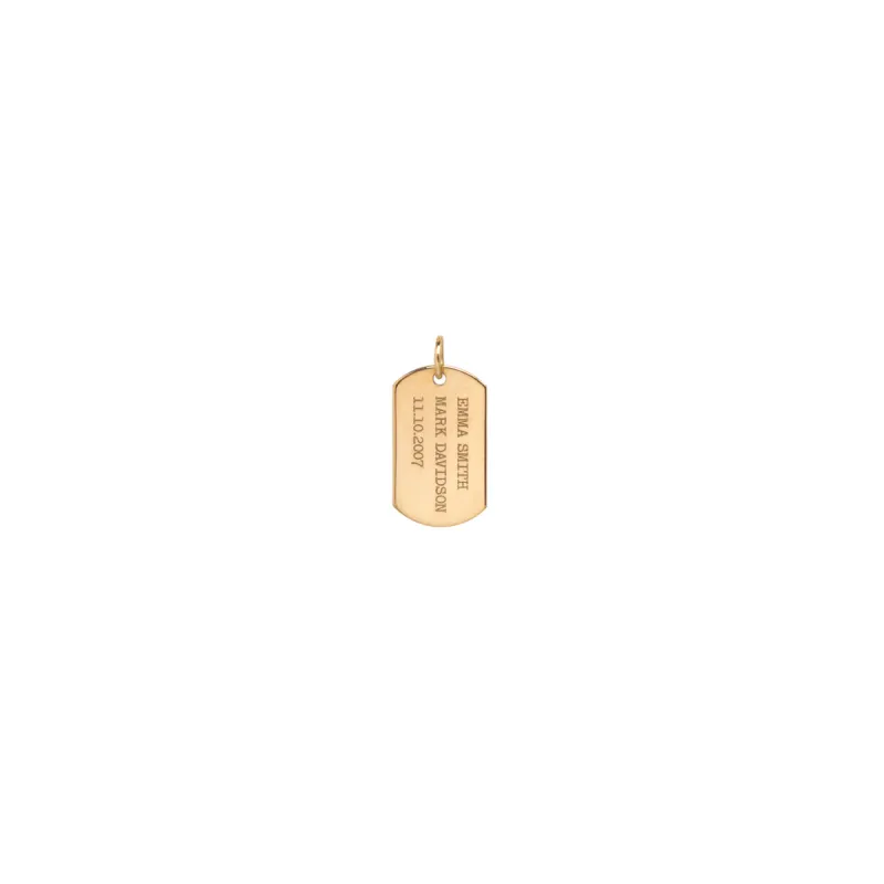 14k Single Vertical Text Small Dog Tag Charm sold by Zoe Chicco