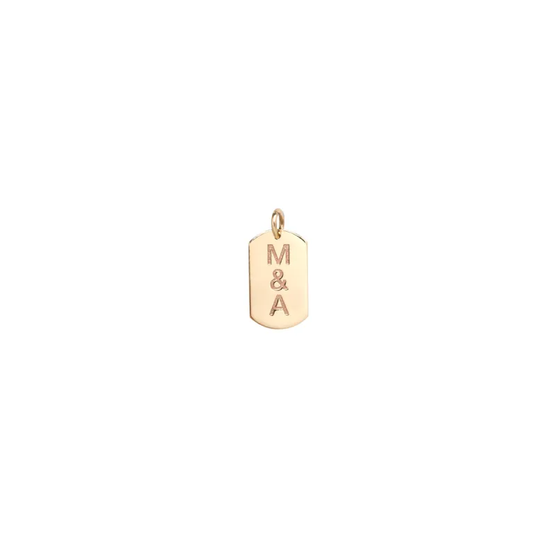 14k Single 2 Initial Letters Small Dog Tag Charm sold by Zoe Chicco