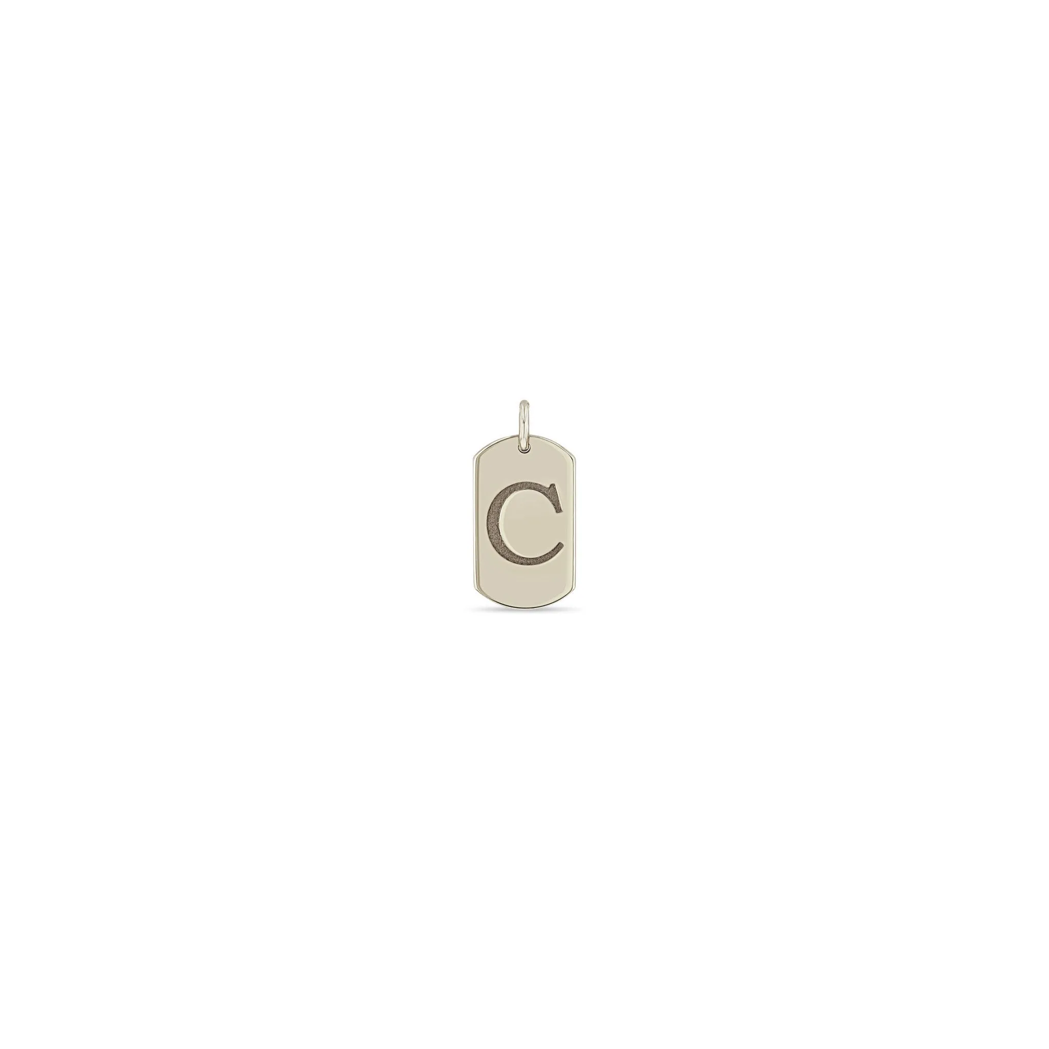 14k Single Small Engraved Initial Dog Tag Charm Pendant sold by Zoe Chicco product image thumbnail 5