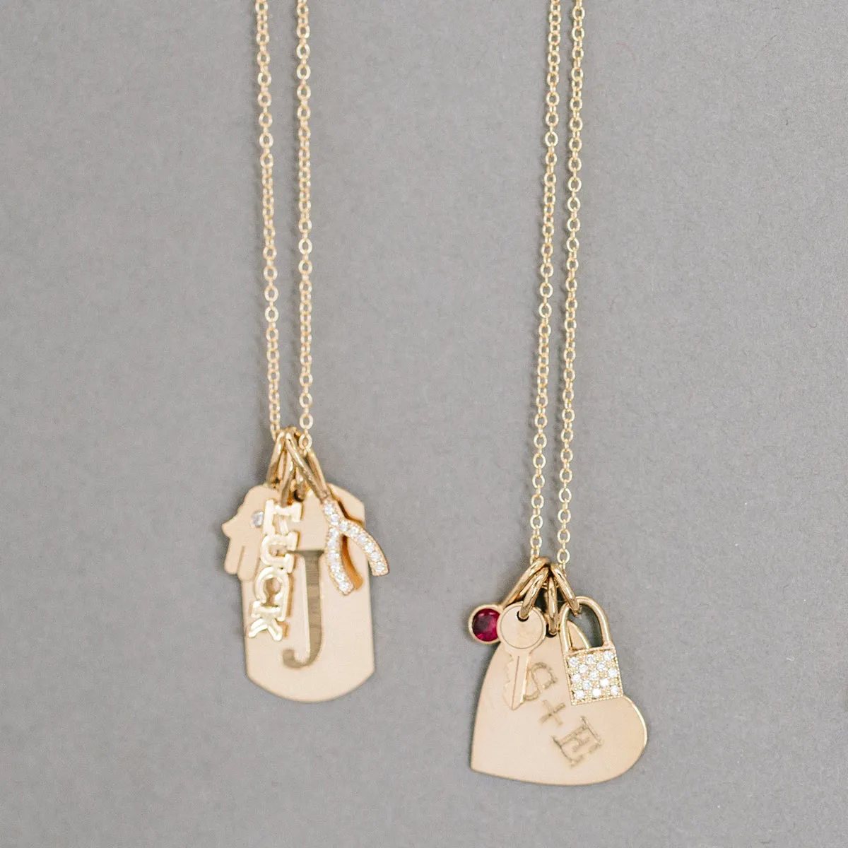 14k Single Small Engraved Initial Dog Tag Charm Pendant sold by Zoe Chicco product image thumbnail 3