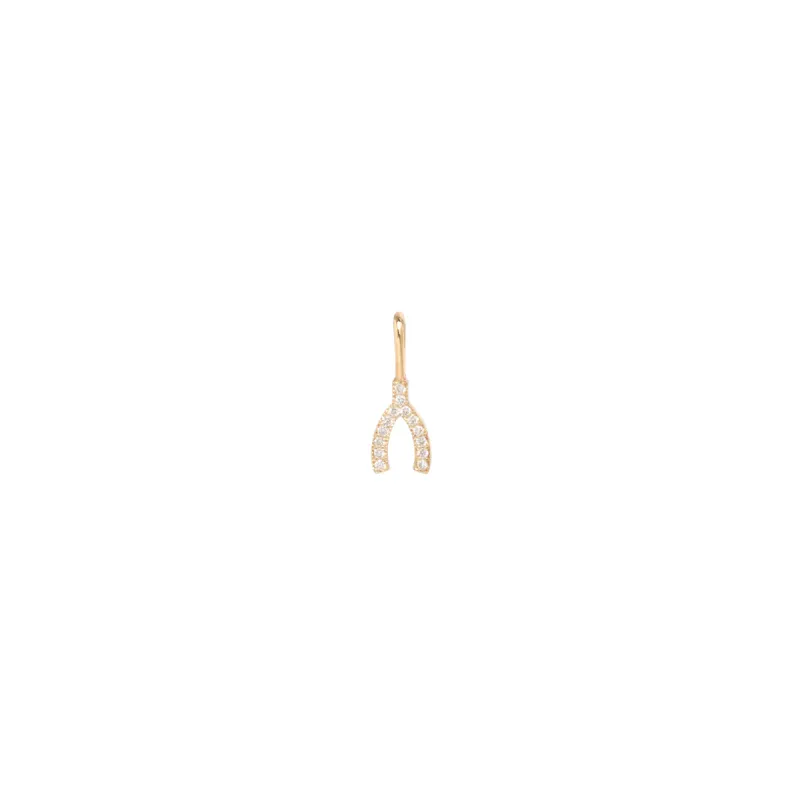 14k Midi Bitty Pavé Diamond Wishbone Charm sold by Zoe Chicco