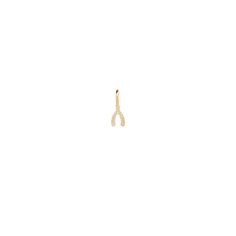 14k Single Midi Bitty Pavé Diamond Wishbone Charm sold by Zoe Chicco