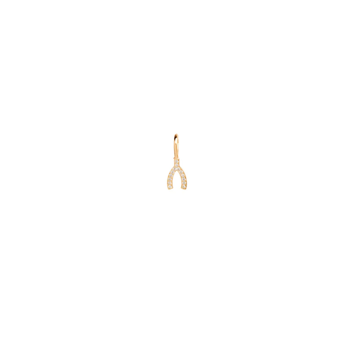 14k Single Midi Bitty Pavé Diamond Wishbone Charm sold by Zoe Chicco