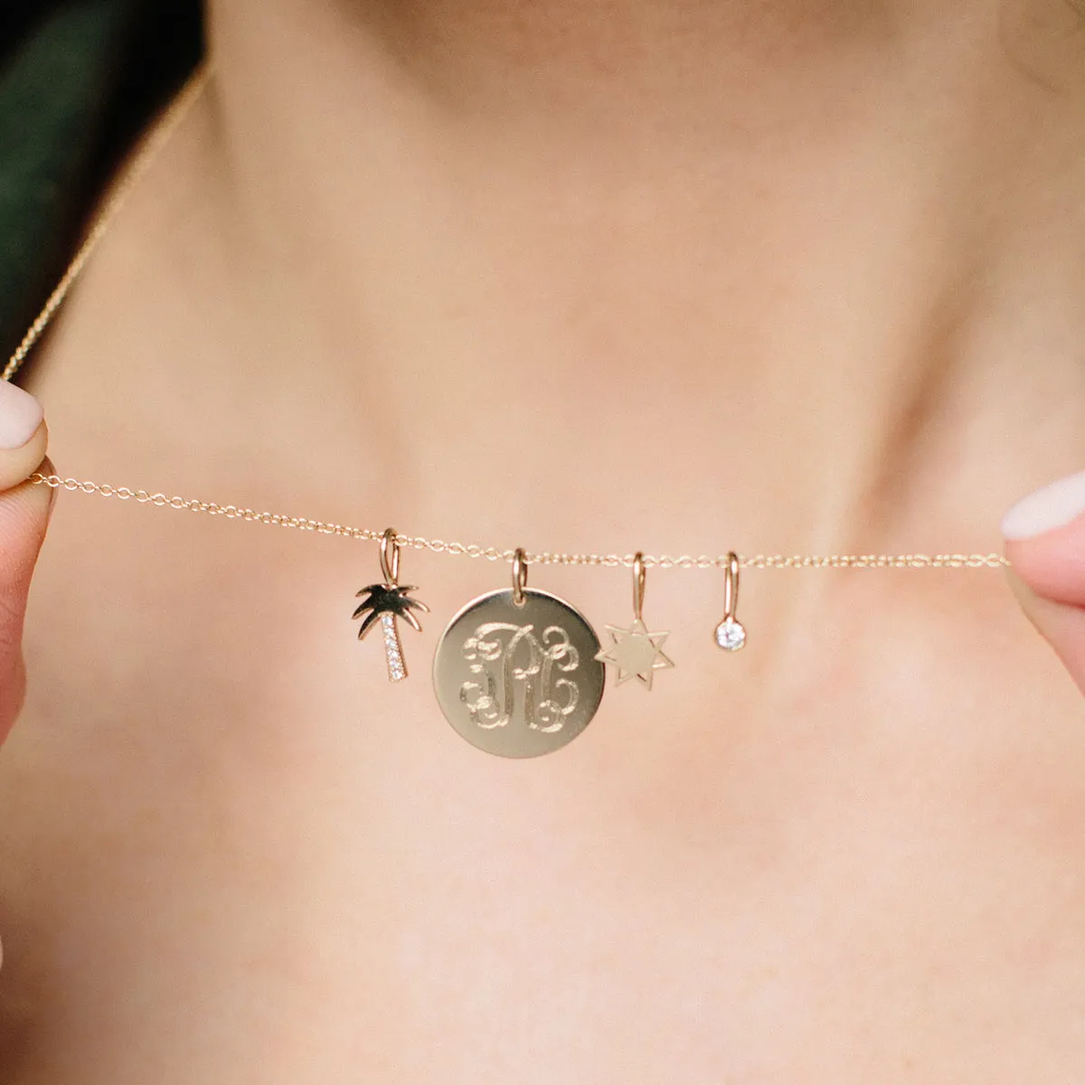 14k Single Midi Bitty Sun Charm sold by Zoe Chicco product image thumbnail 2