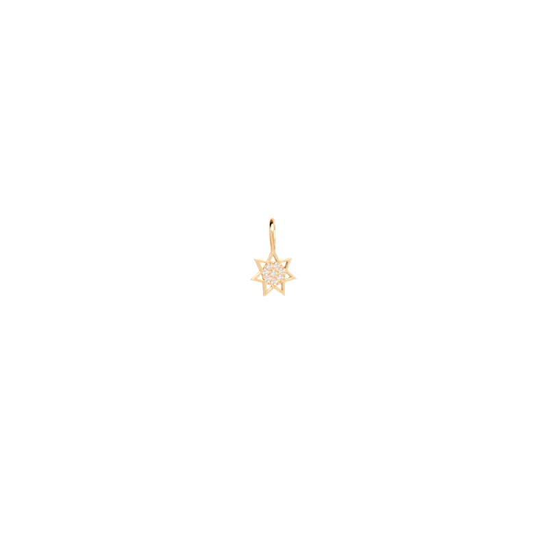 14k Single Midi Bitty Pavé Diamond Sun Charm sold by Zoe Chicco