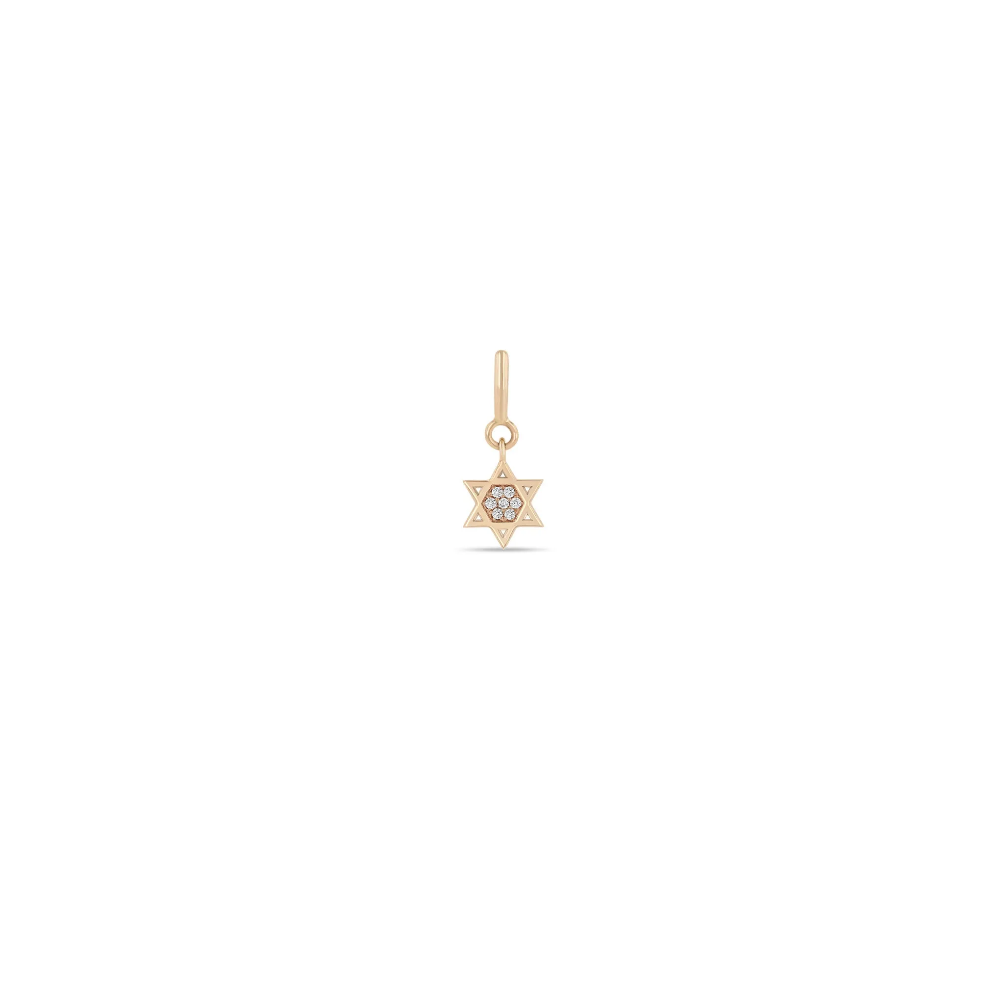 14k Single Midi Bitty Pavé Diamond Star of David Charm sold by Zoe Chicco product image thumbnail 5