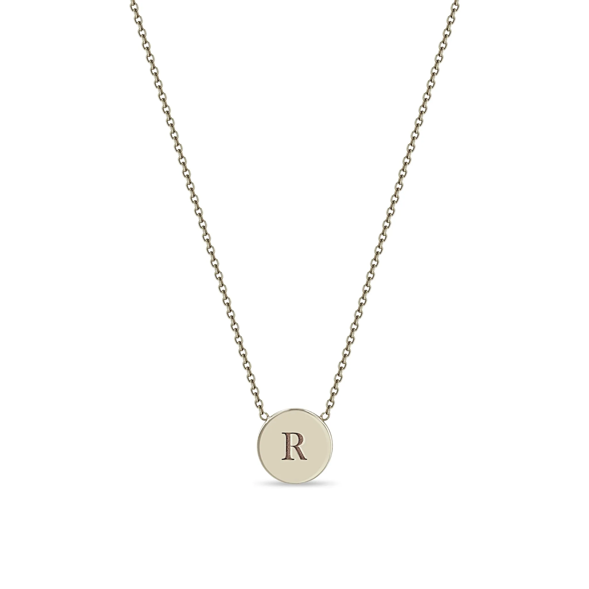 14k Engraved Initial Small Disc Necklace sold by Zoe Chicco product image thumbnail 3