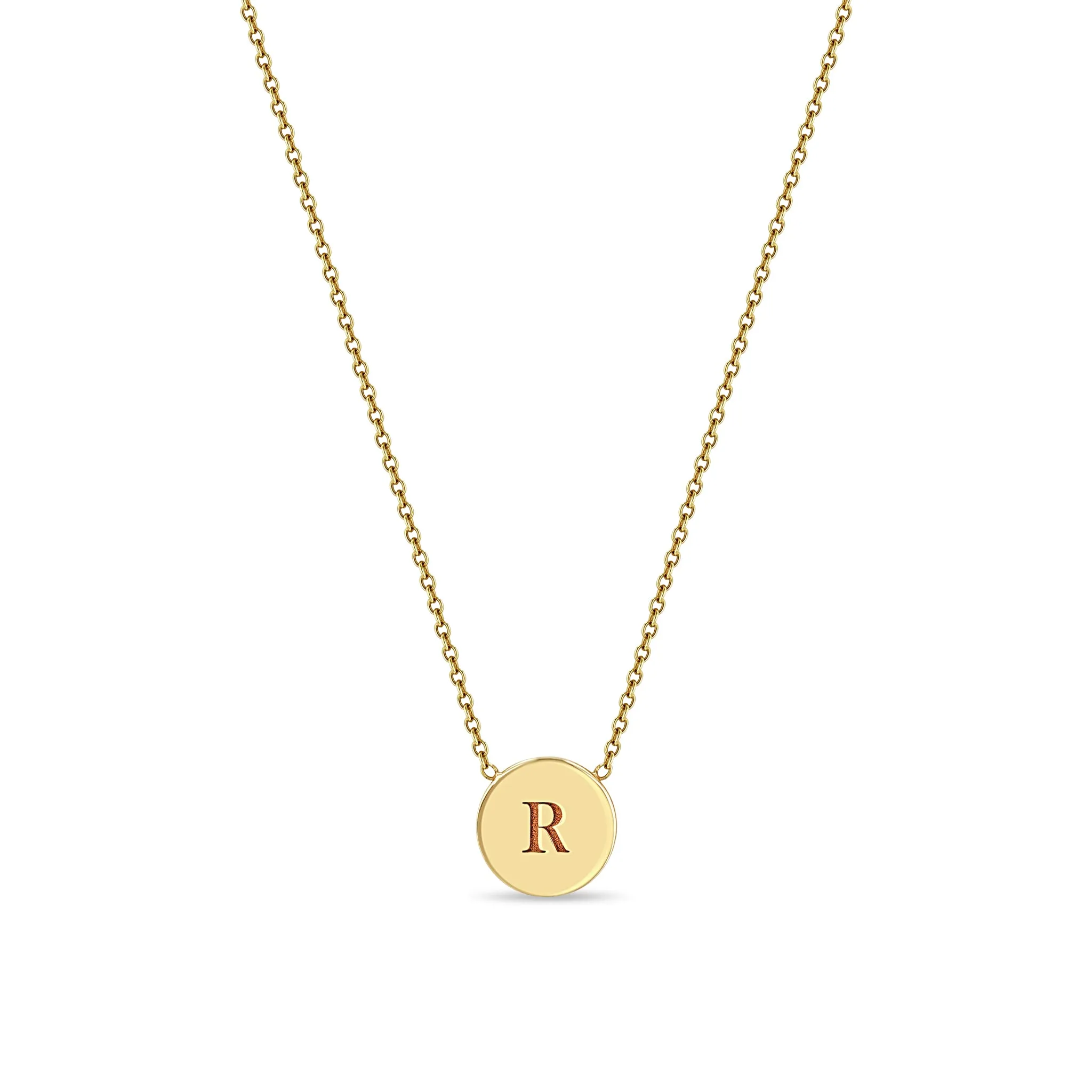 14k Engraved Initial Small Disc Necklace sold by Zoe Chicco