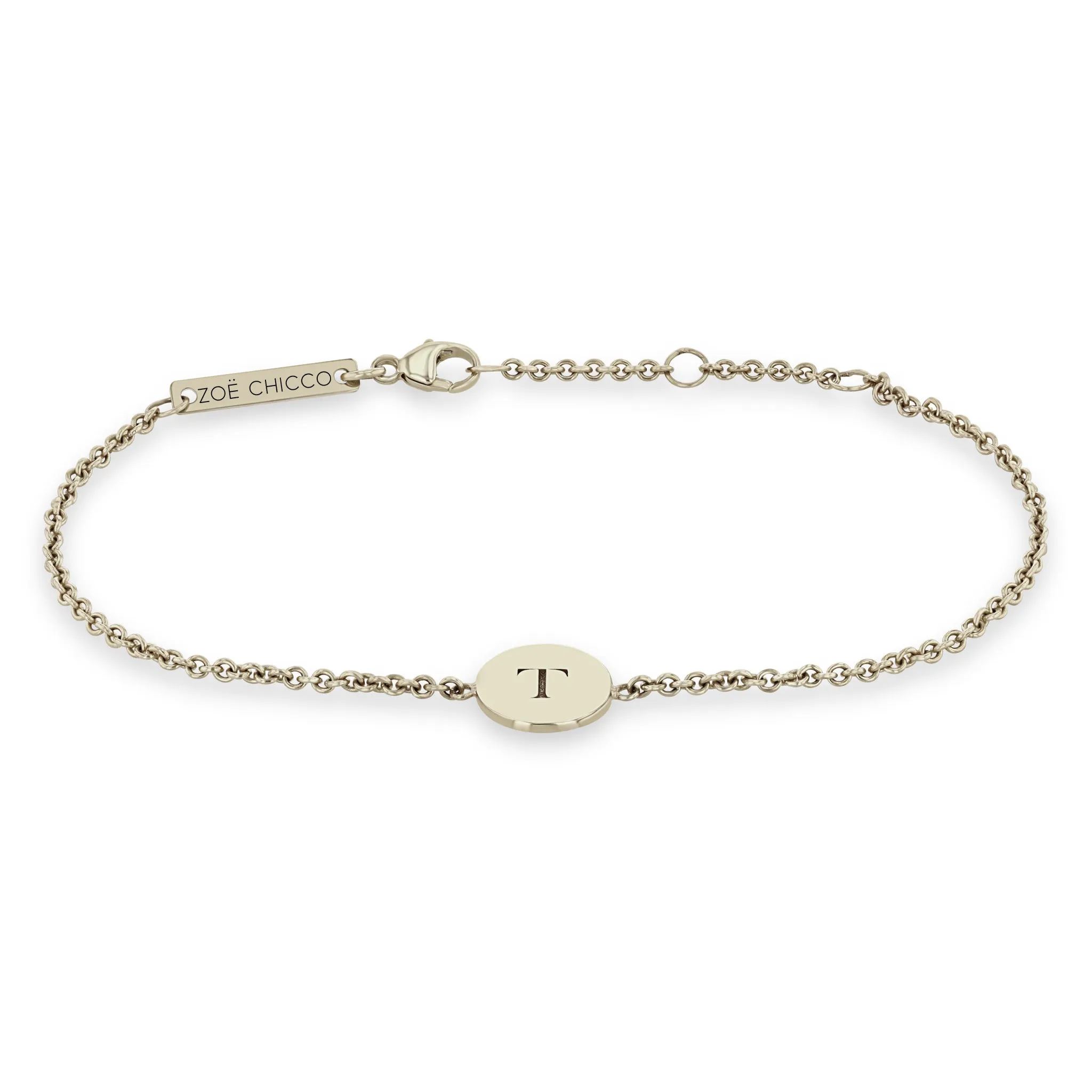 14k Engraved Initial Small Disc Bracelet sold by Zoe Chicco product image thumbnail 5