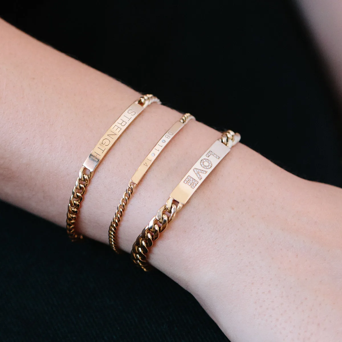 14k Small Curb Chain Date ID Bracelet with Diamonds sold by Zoe Chicco product image thumbnail 3