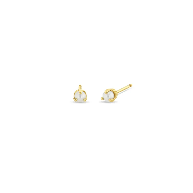 14k Prong Pearl Studs | June Birthstone sold by Zoe Chicco