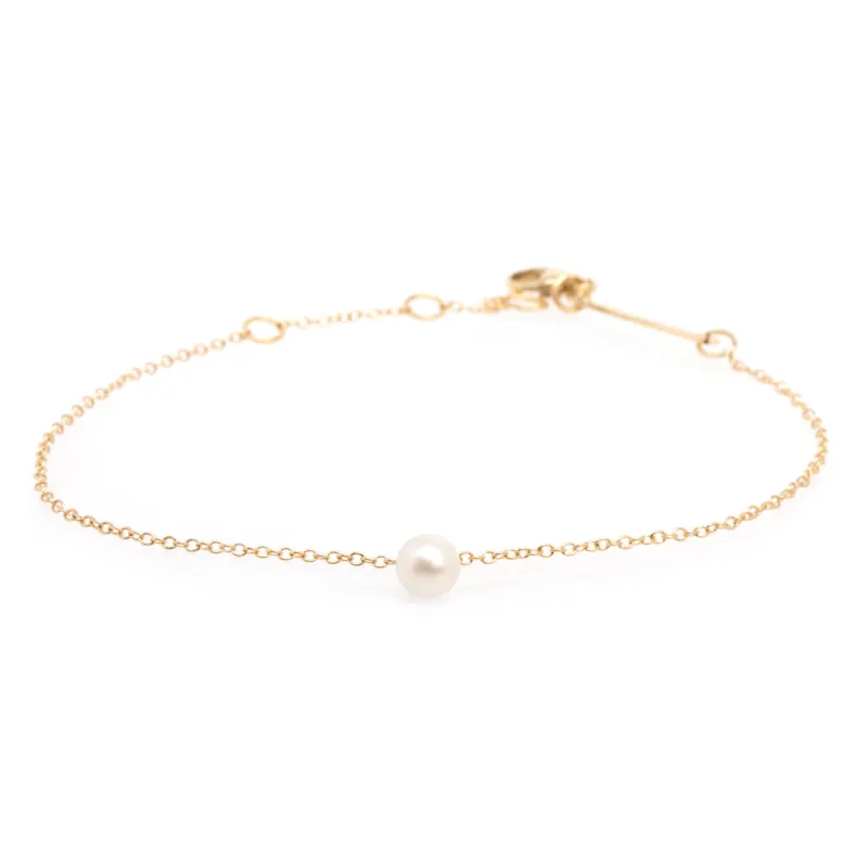 14k Single Pearl Charm Bracelet sold by Zoe Chicco
