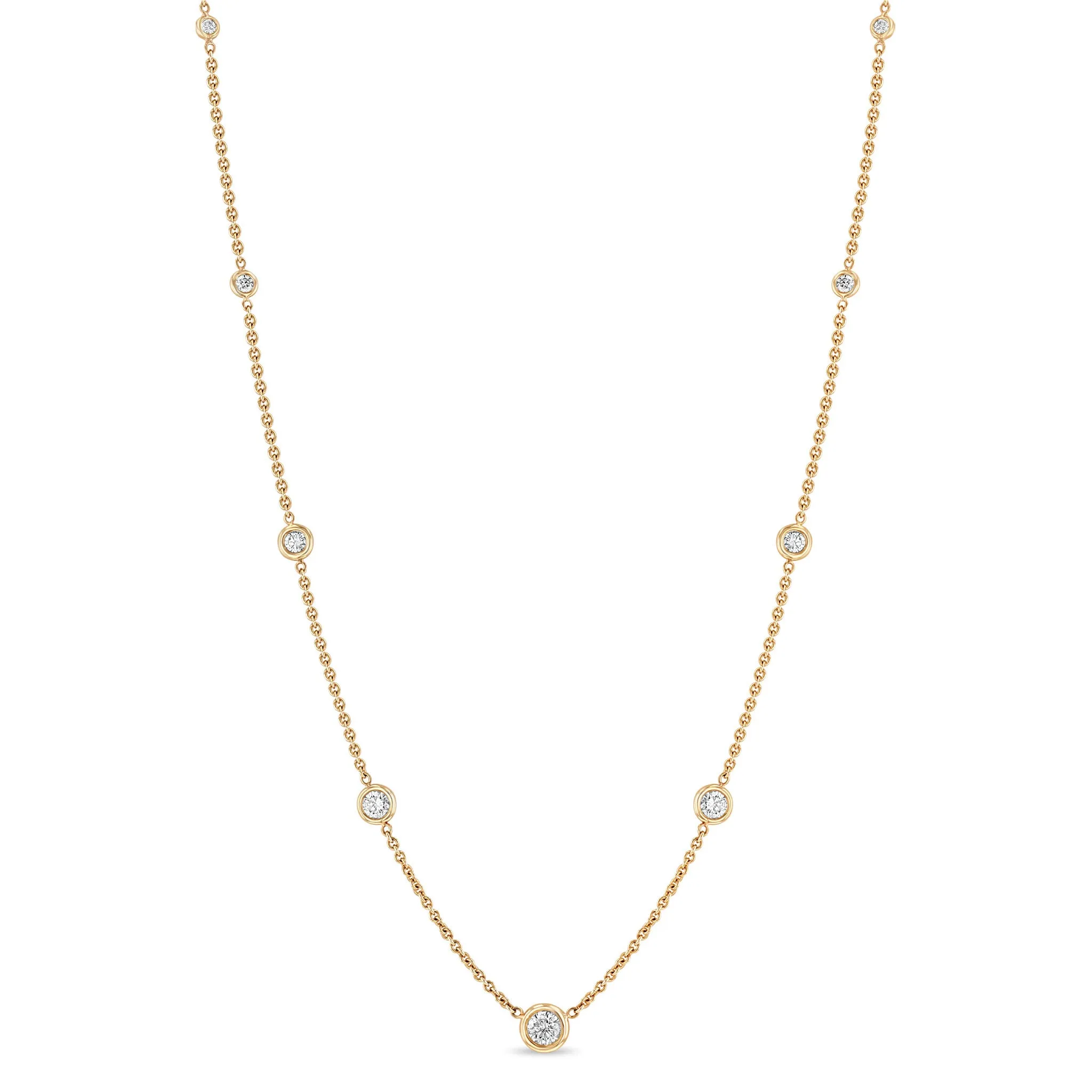 14k Graduated Floating Diamond Station Necklace sold by Zoe Chicco product image thumbnail 5