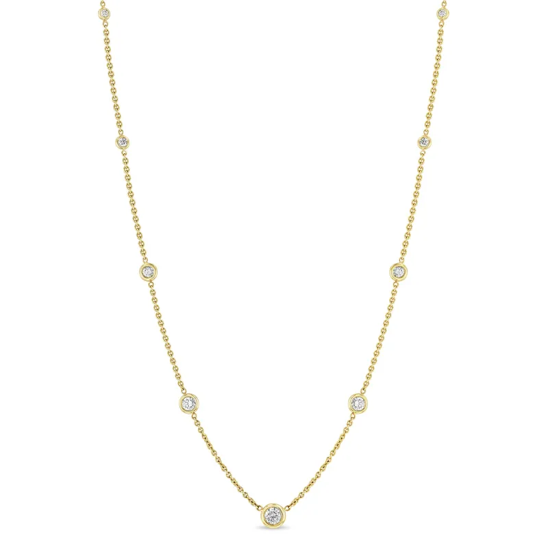 14k Graduated Floating Diamond Station Necklace sold by Zoe Chicco