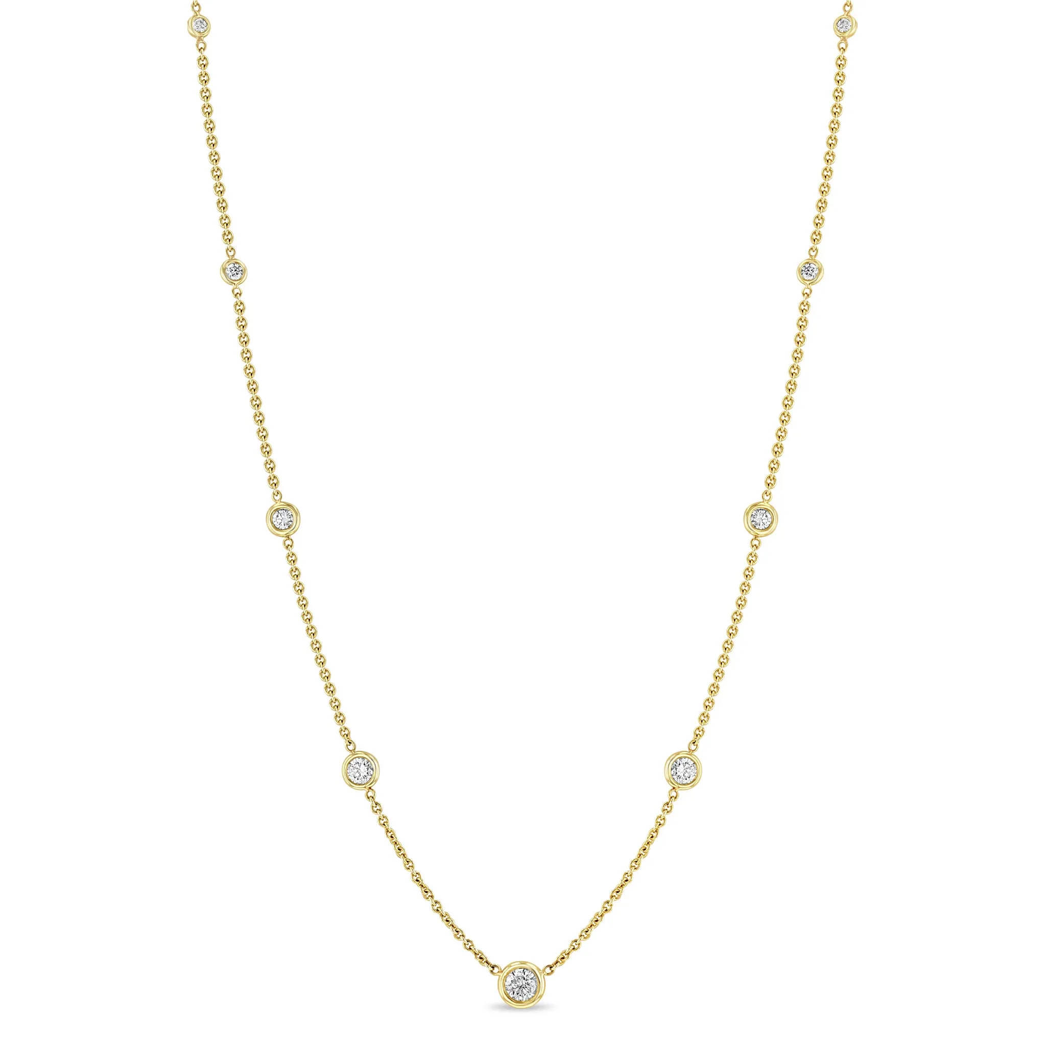 14k Graduated Floating Diamond Station Necklace sold by Zoe Chicco