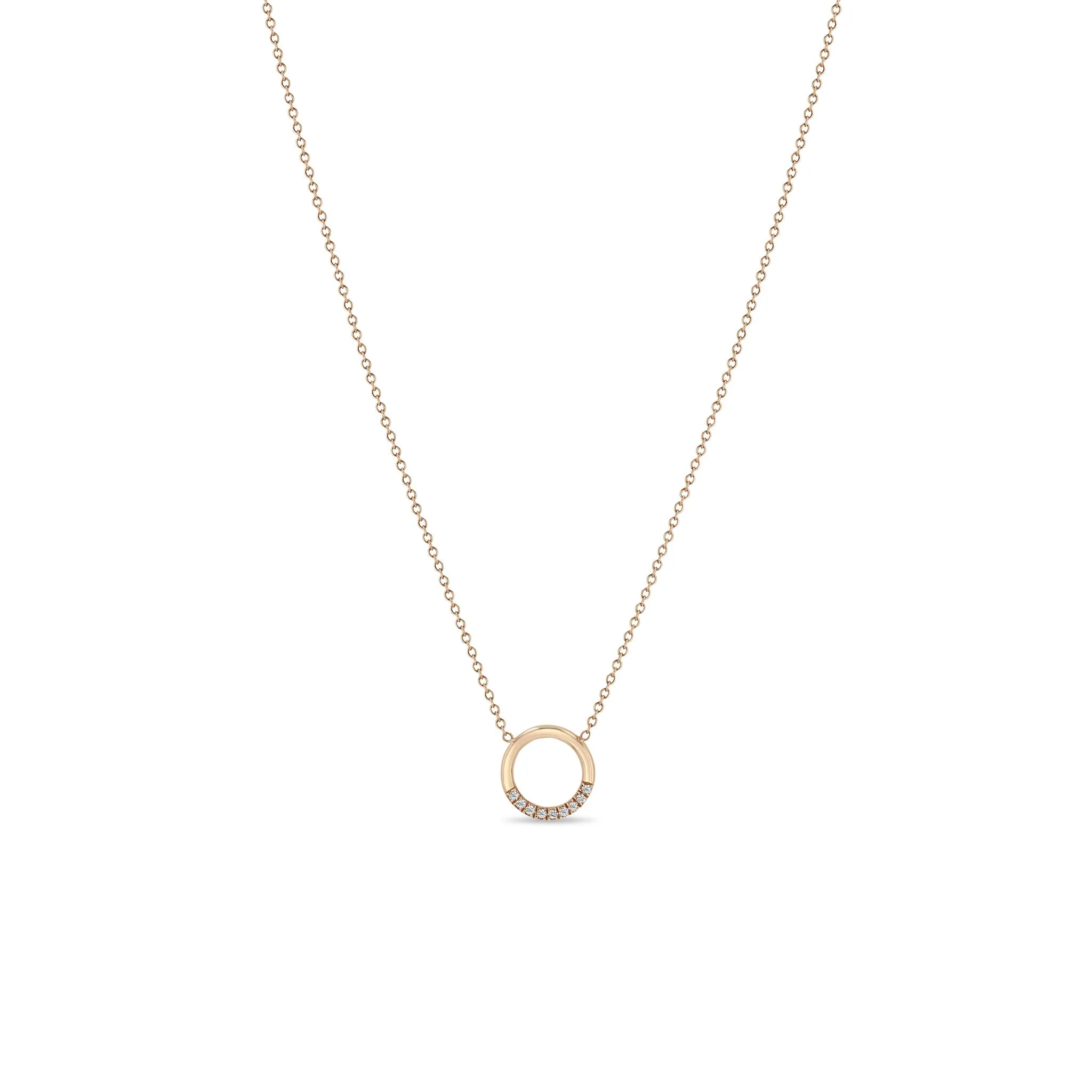 14k 10 Pavé Diamond Small Circle Necklace sold by Zoe Chicco product image thumbnail 2