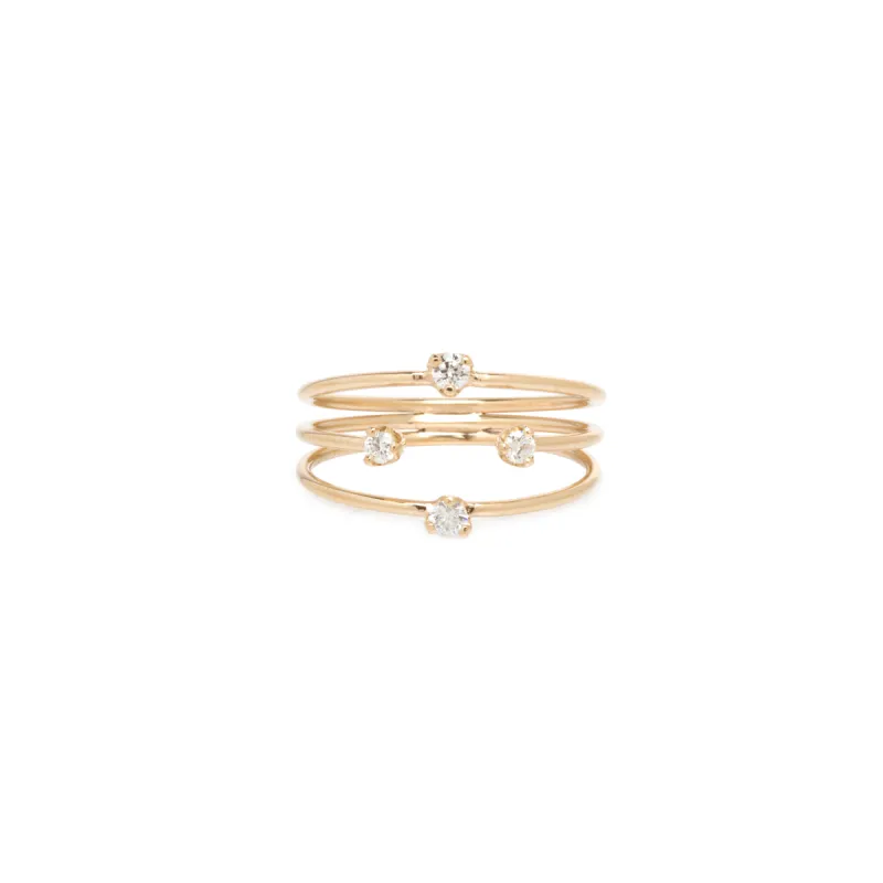 14k Prong Diamond Triple Open Band Ring sold by Zoe Chicco