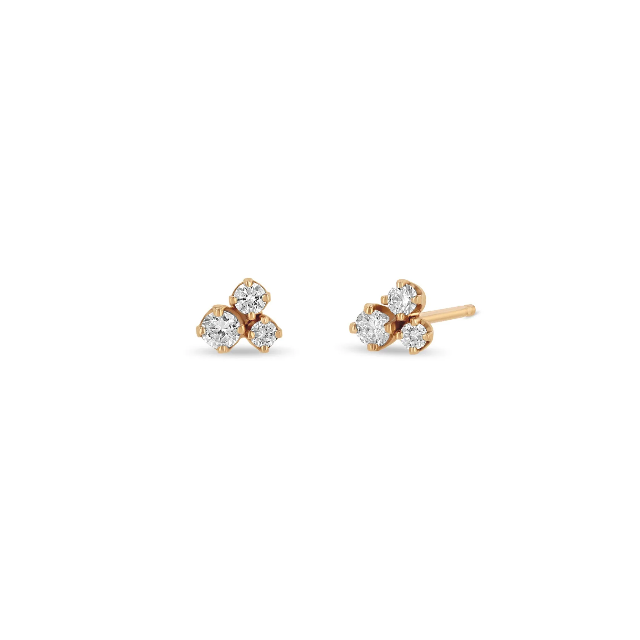14k 3 Mixed Prong Diamond Cluster Stud Earrings sold by Zoe Chicco product image thumbnail 5