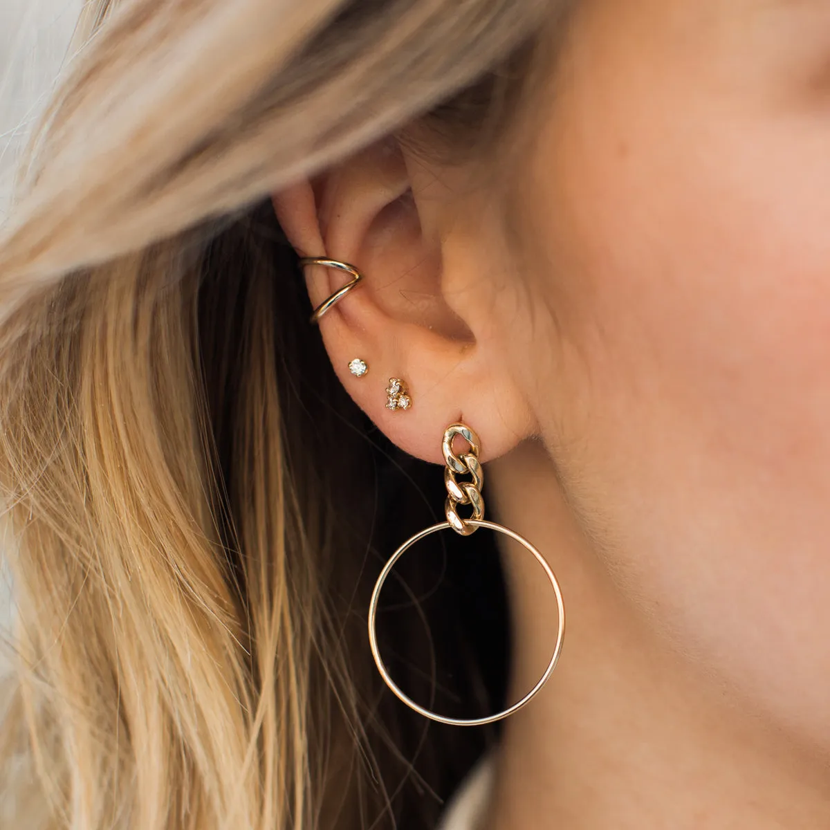 14k 3 Mixed Prong Diamond Cluster Stud Earrings sold by Zoe Chicco product image thumbnail 3