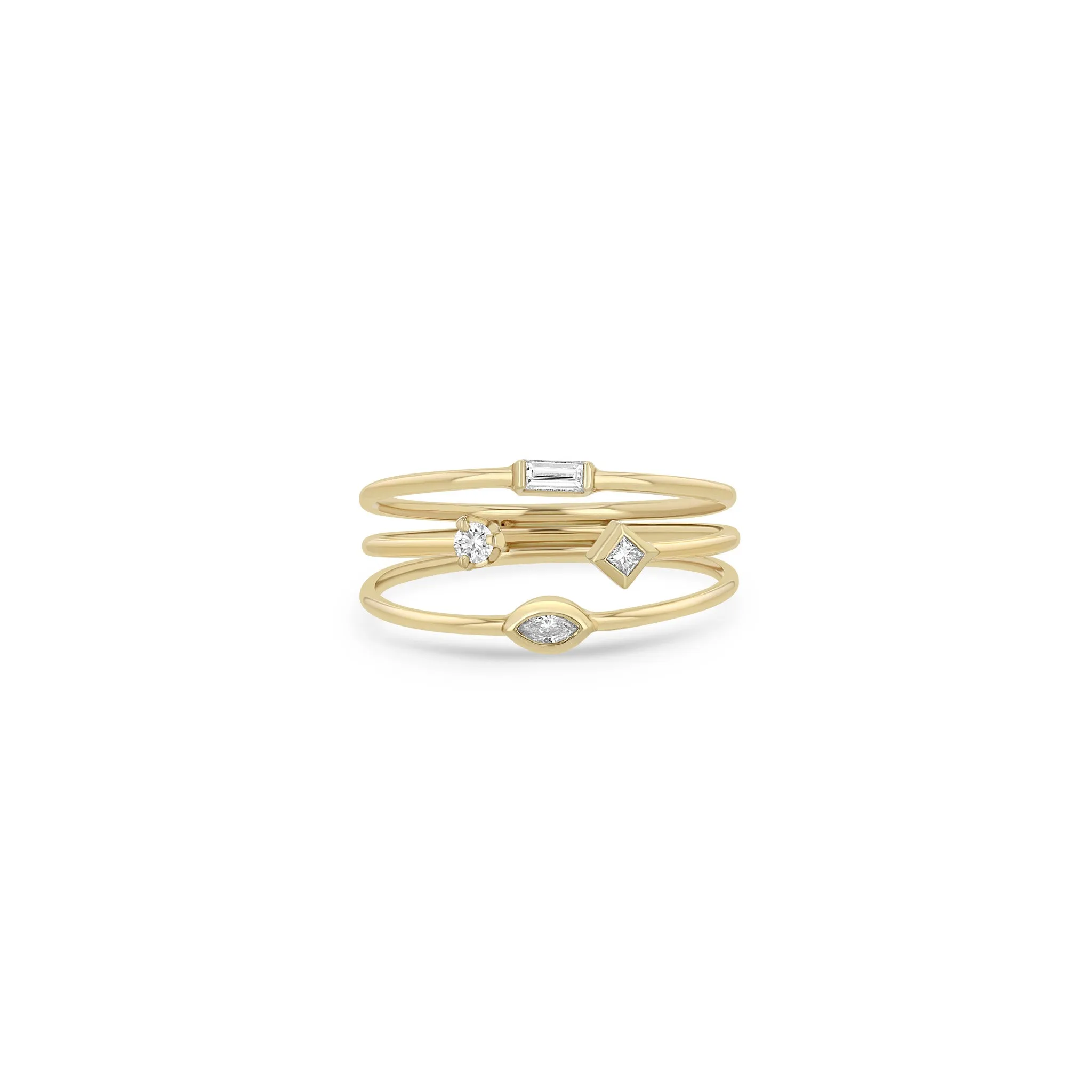 14k 3 Thin Band Mixed Diamonds Ring sold by Zoe Chicco