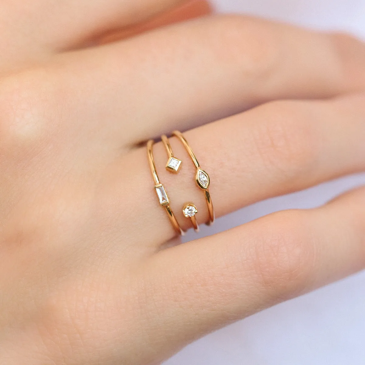 14k 3 Thin Band Mixed Diamonds Ring sold by Zoe Chicco product image thumbnail 3