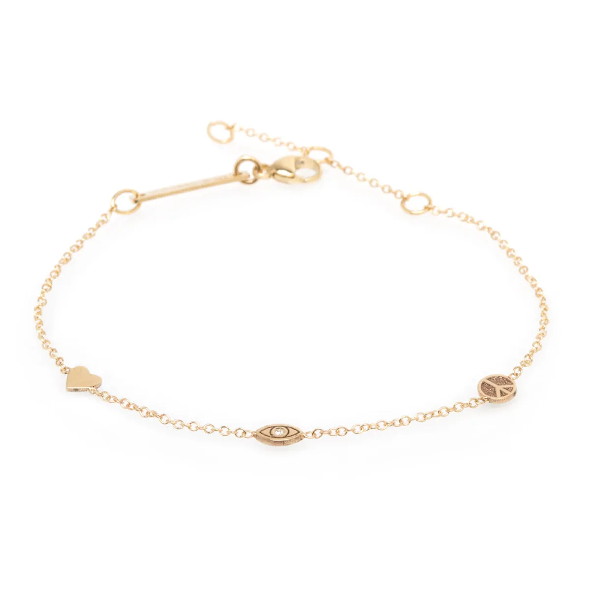 14k Itty Bitty Peace & Love Station Bracelet - SALE sold by Zoe Chicco