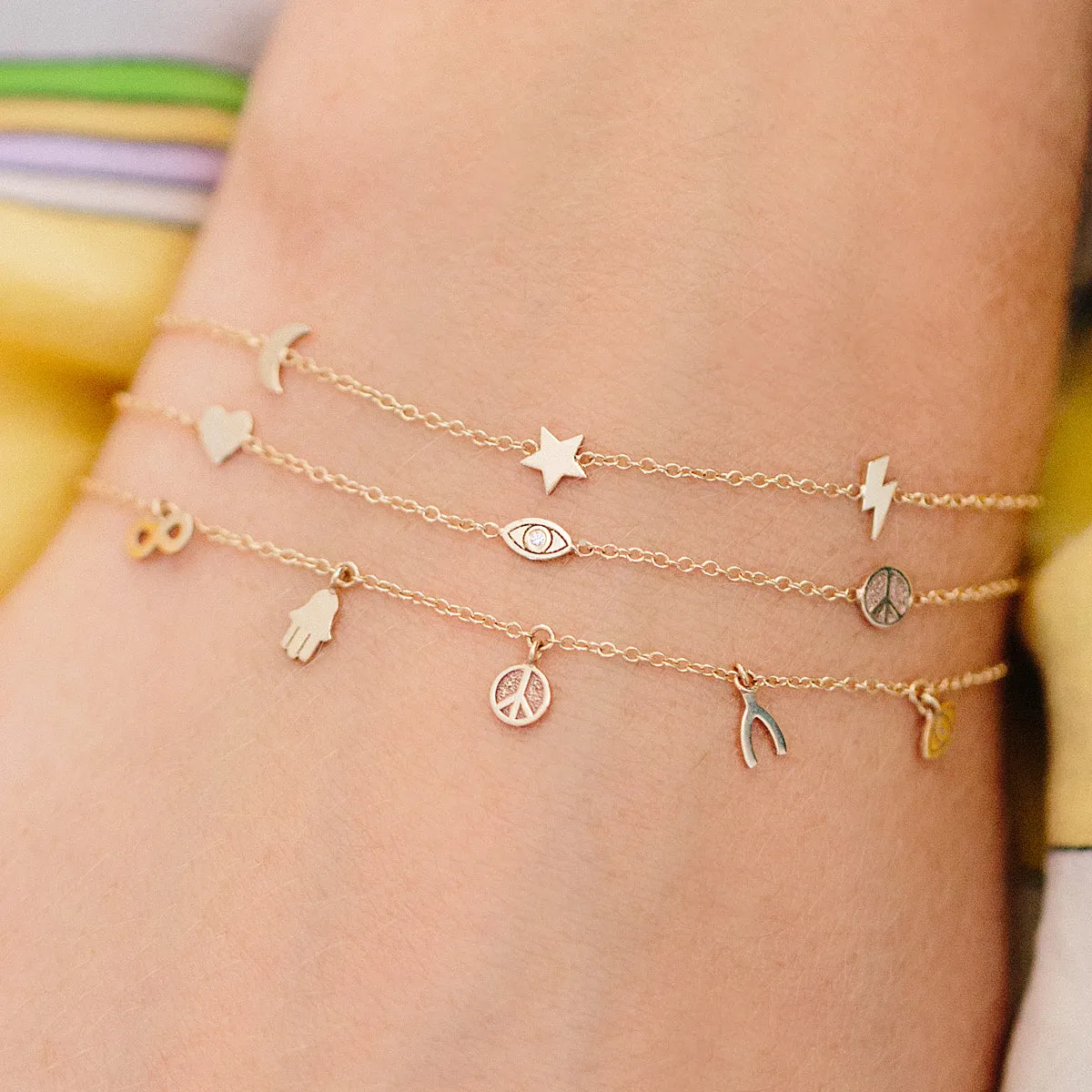 14k Itty Bitty Peace & Love Station Bracelet - SALE sold by Zoe Chicco product image thumbnail 2