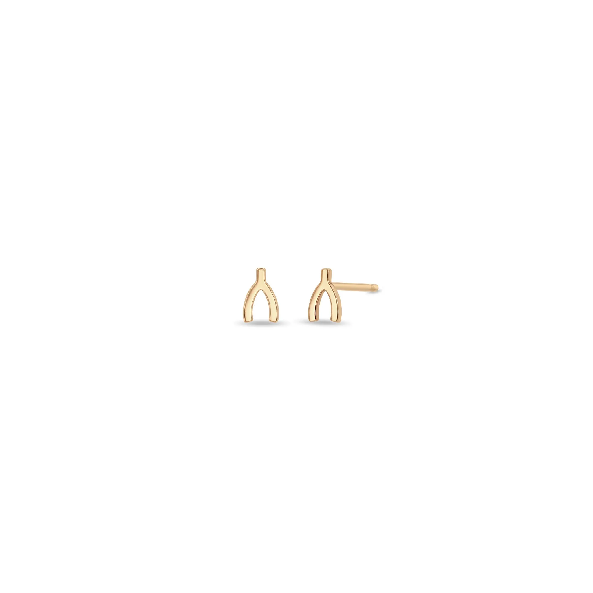 14k Itty Bitty Wishbone Stud sold by Zoe Chicco product image thumbnail 4