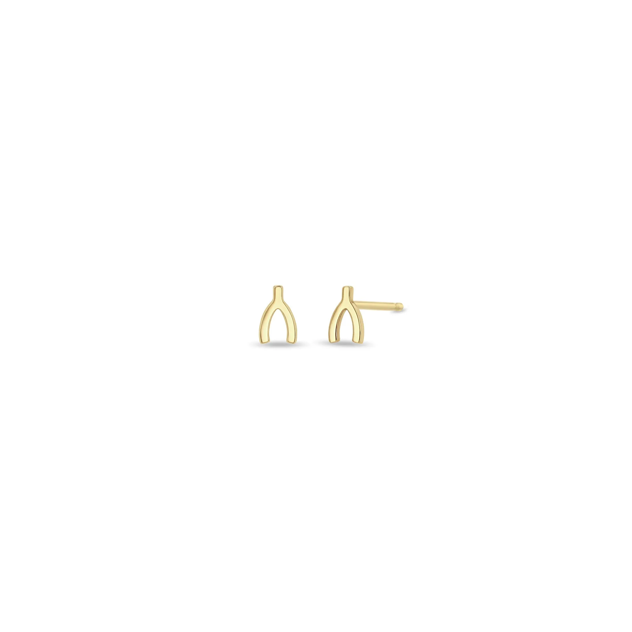 14k Itty Bitty Wishbone Stud sold by Zoe Chicco product image thumbnail 3