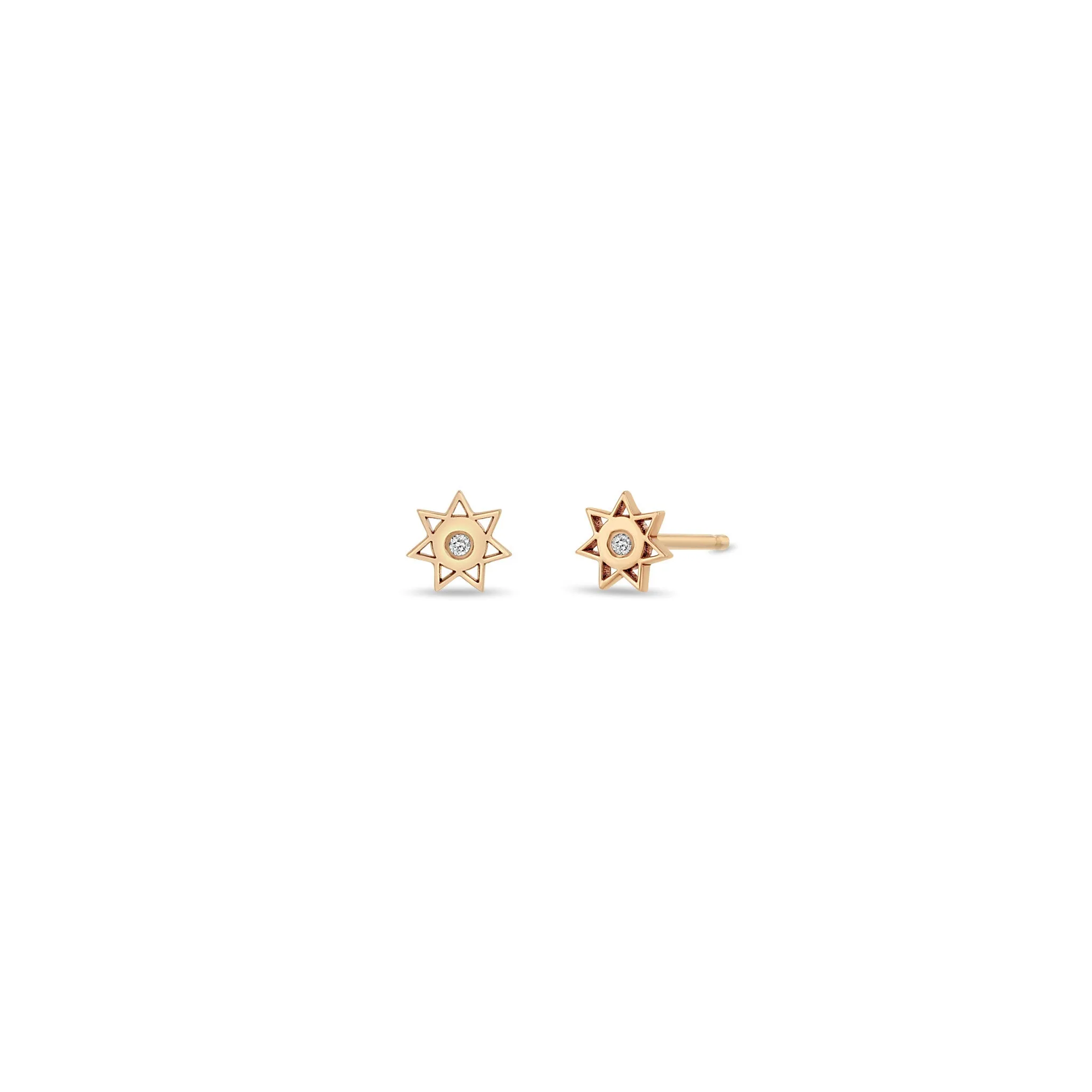 14k Itty Bitty Diamond Sun Stud sold by Zoe Chicco product image thumbnail 4