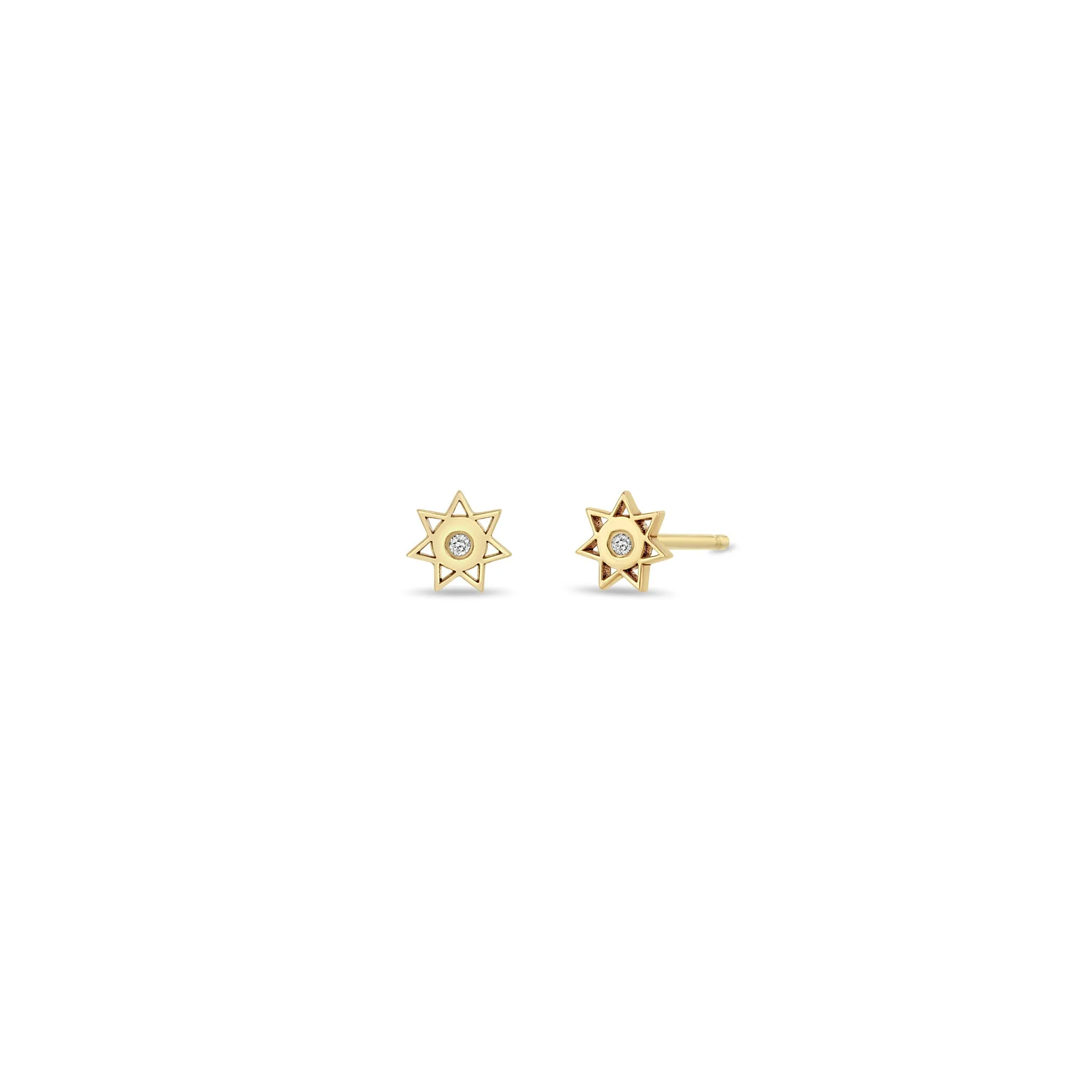 14k Itty Bitty Diamond Sun Stud sold by Zoe Chicco product image thumbnail 2