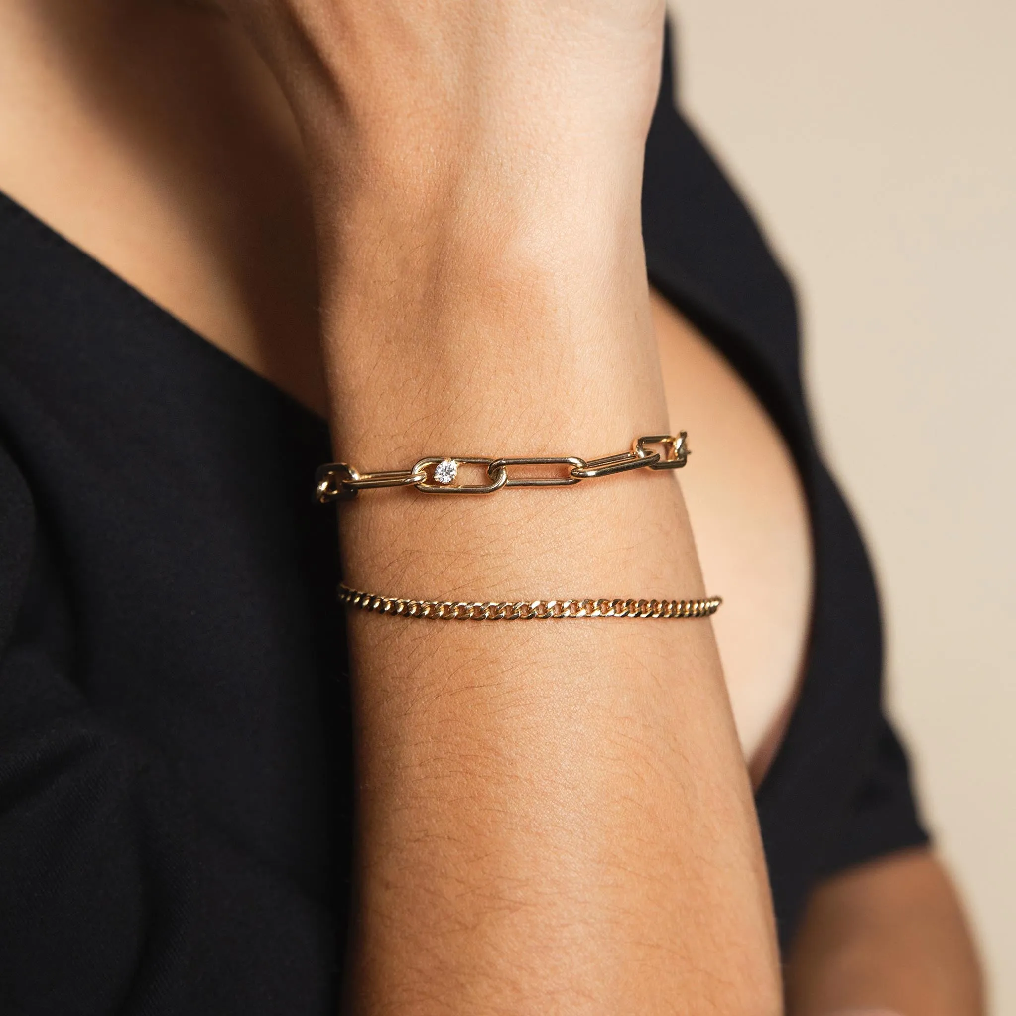14k Small Curb Chain Bracelet sold by Zoe Chicco product image thumbnail 2