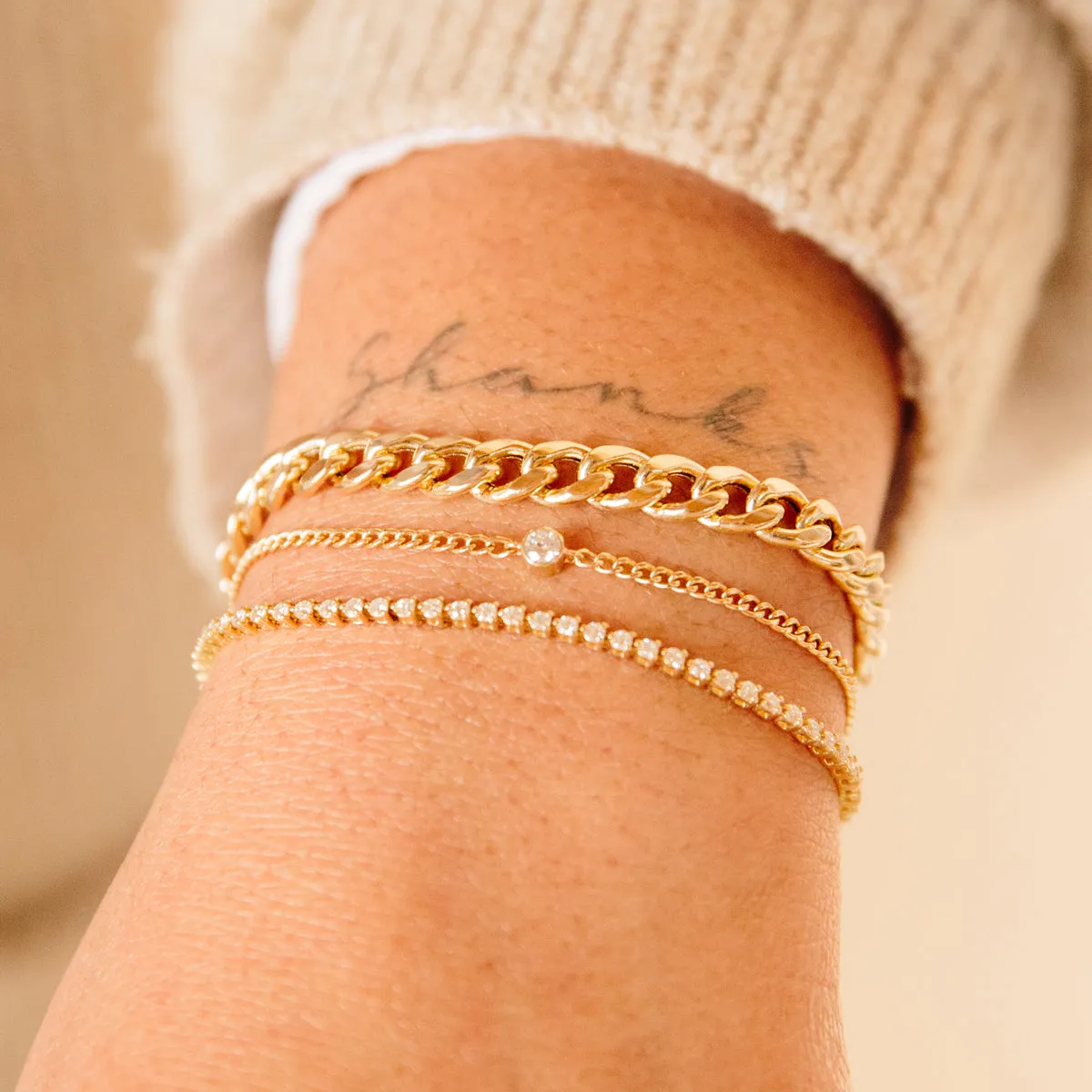 14k Large Curb Chain Bracelet sold by Zoe Chicco product image thumbnail 3