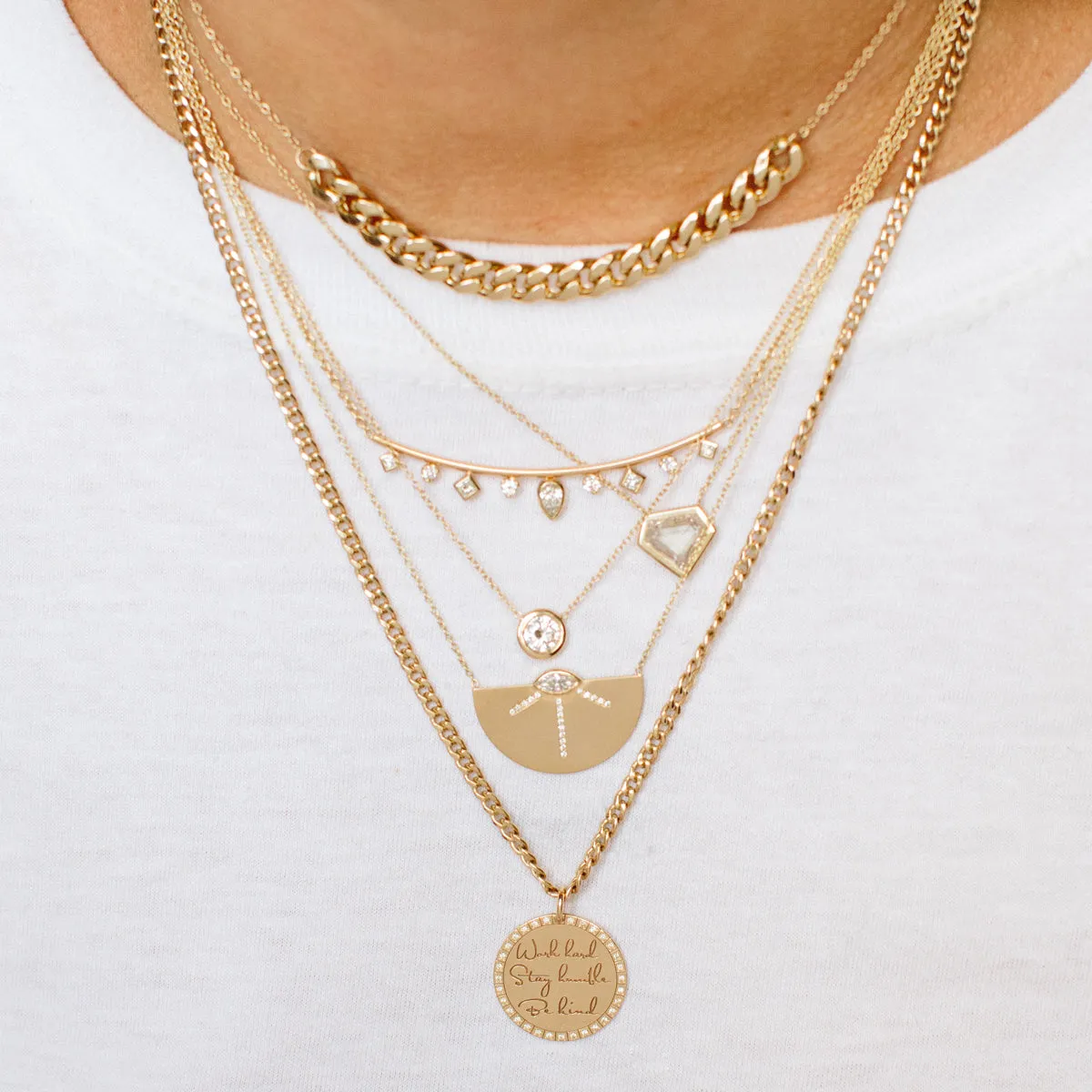 14k Medium Mantra with Diamond Border Small Curb Chain Necklace sold by Zoe Chicco product image thumbnail 3